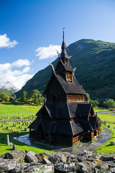 挪威的Borgund Stave Church, Sogn og Fjordane
