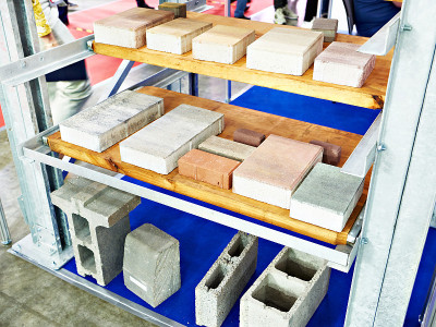 用于建筑和人行道的混凝土砖和砖样品