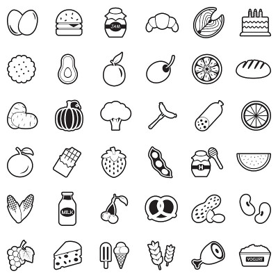 食物图标。线条与填充设计。矢量插图。