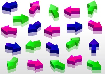 插图随机安排彩色3D箭头