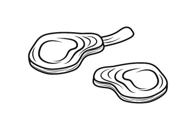 Outline steak set icon isolated on white. Stencil 