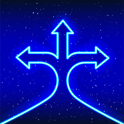 氖蓝3向上移动箭头。Success-Idea阶段。