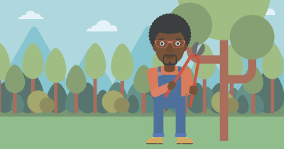 Farmer with pruner in garden
