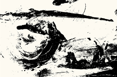 抽象矢量背景供设计使用。溅墨水标记。黑色笔触纹理。徒手画。孤立在米色背景上。矢量插图。