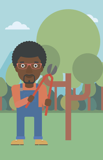 Farmer with pruner in garden
