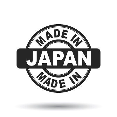 日本制造的黑色邮票。矢量插图上的白色背景