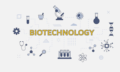 生物技术概念与图标集大字或文字在中心