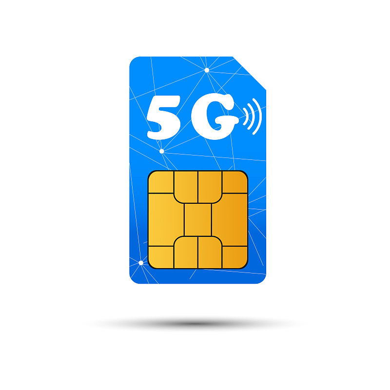 5 g的Sim卡。移动通信技术的标志。矢量插图。向量EPS10