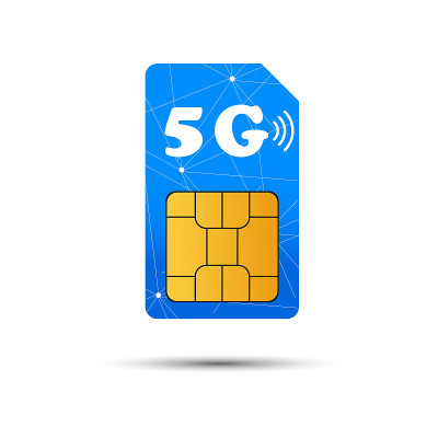 5 g的Sim卡。移动通信技术的标志。矢量插图。向量EPS10