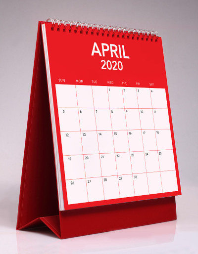简单的台历2020年4月