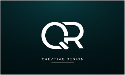 QR, RQ字母抽象图标标志矢量组合