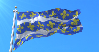 法国Île-de-France地区的塞纳河和马恩河旗。3d渲染图