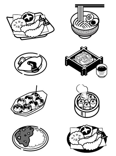 单色食物图标-日本料理
