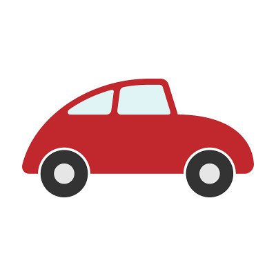 Car icon. Cute red cartoon style automobile vector