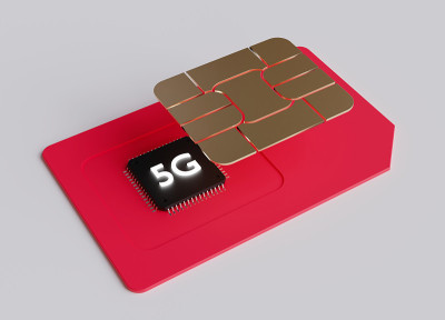 内置电脑处理器的5G SIM卡。