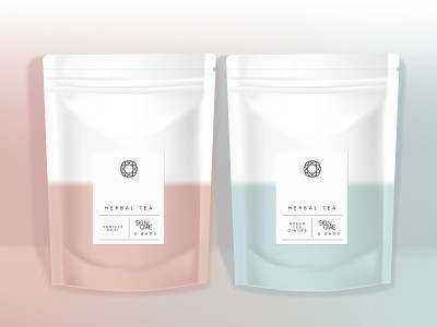 矢量粉彩可再密封产品小袋袋粉彩和蓝色小设计模型零食化妆品保健浴盐礼品食品配件
