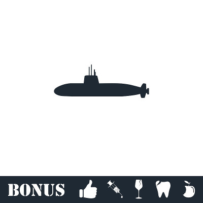 Submarine icon flat