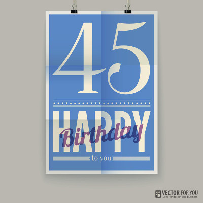 生日快乐海报，贺卡，45岁。