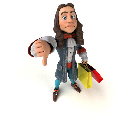 3D插图的卡通人在历史巴洛克服装