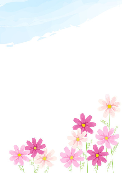 宇宙插图背景材料(蓝天和花朵)