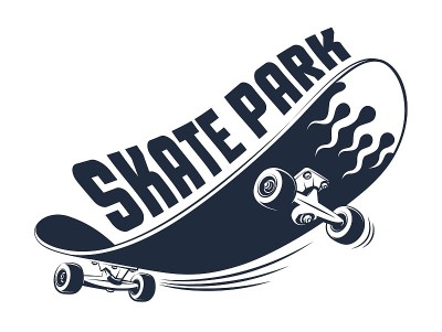 有趣的滑板。滑板公园的经典图标