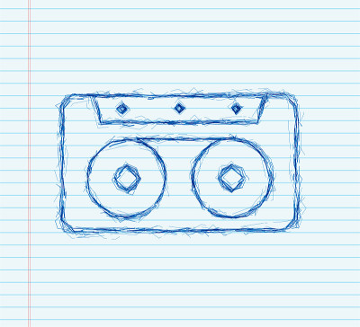 音乐素描图标在平坦的风格。音乐、声音、录音图标。矢量插图。