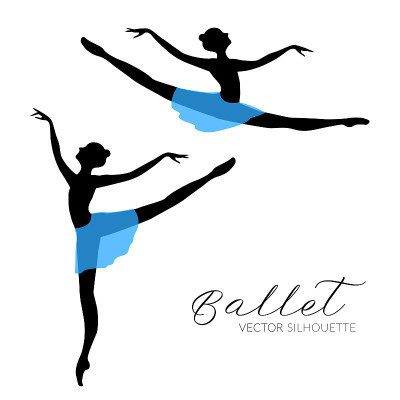 Silhouettes of a ballet dancer girl. Vector illust