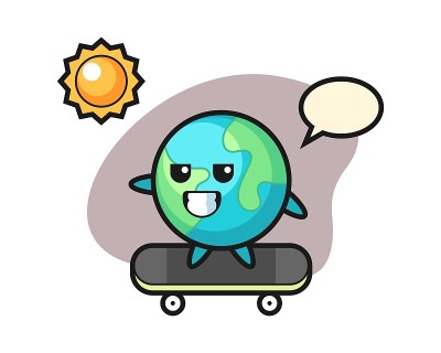 地球卡通滑板