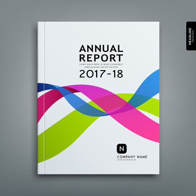 Cover annual report colorful ribbon design backgro