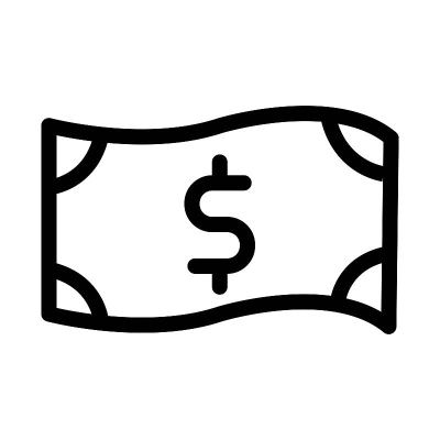 钱钞票图标。美元图标在线设计风格。