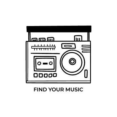 老式收音机录音机上的黑白涂鸦。