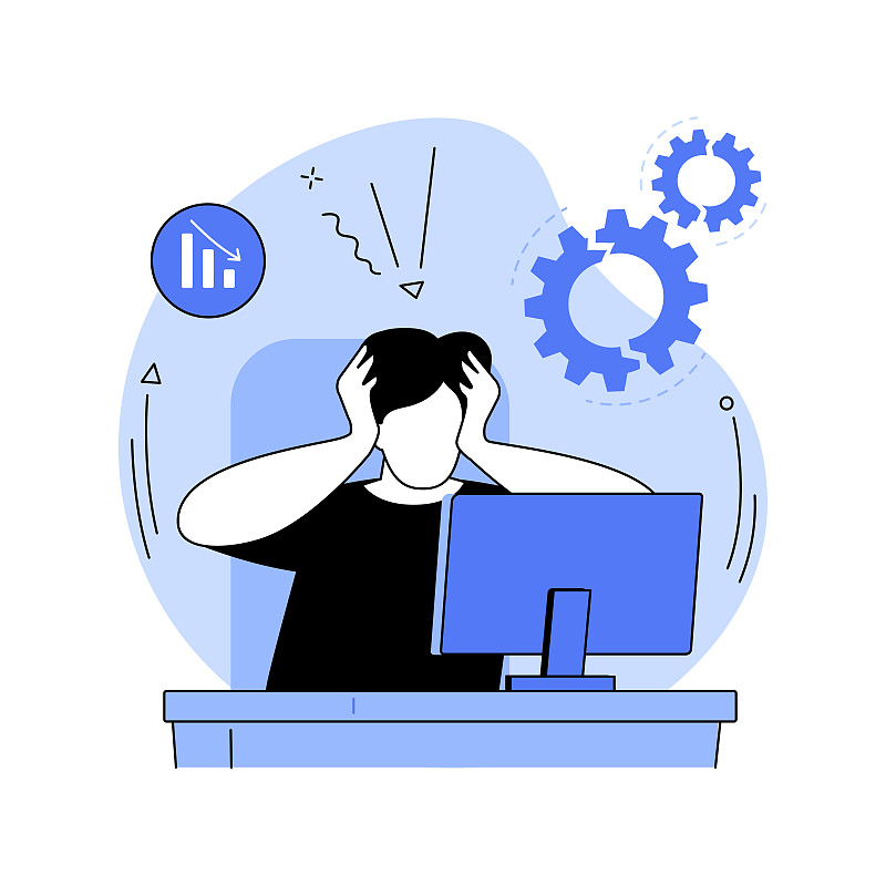 受挫抽象概念矢量插图。
