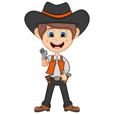 Cowboy shoot a gun cartoon vector illustration