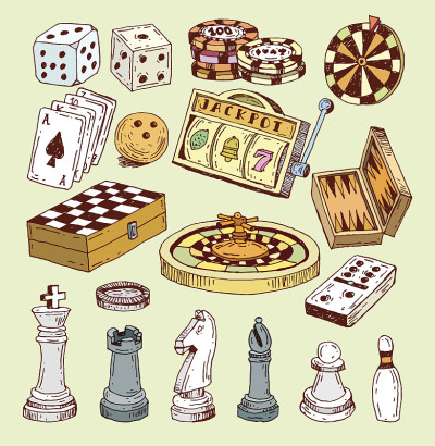 棋子，手绘矢量图。