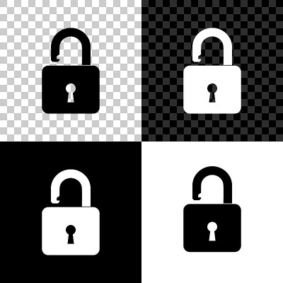 打开挂锁图标隔离。锁的象征。平面设计。矢量图