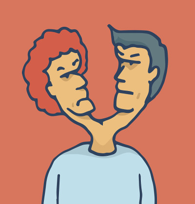 两个脑袋的人打架