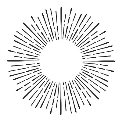 Sunburst doodle line art. Hand drawn sun burst, ro