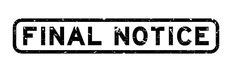 Grunge black final notice word square rubber seal 