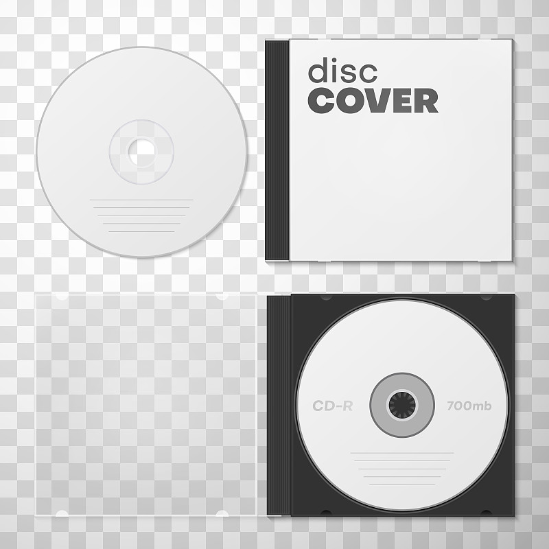 CD DVD盒收集现实的矢量插图音频视频数据记录器与塑料盒