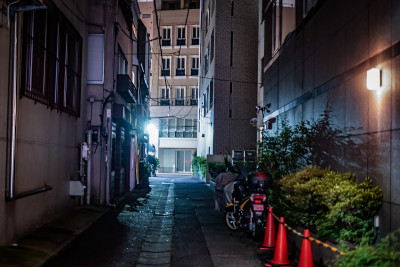 东京中央区的后街夜景