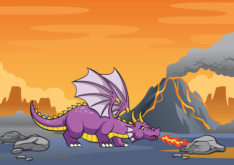 dragon in the volcanic mountain