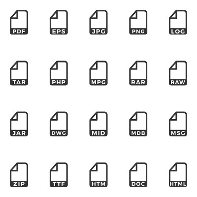 File and Formats icon set - (Grey Version)