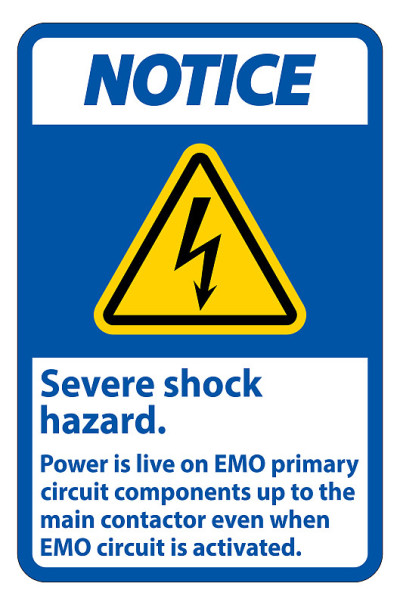Notice Severe shock hazard sign on white backgroun