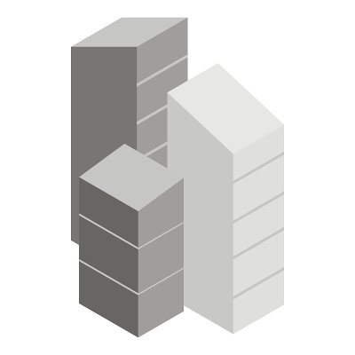 现代建筑图标，等距3d风格