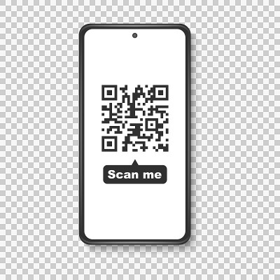 移动智能手机二维码矢量插图。