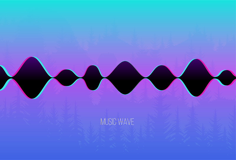 Vector sound wave for chillout music on forest bac