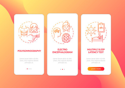 白天午睡研究红色梯度上登移动应用页面屏幕与概念