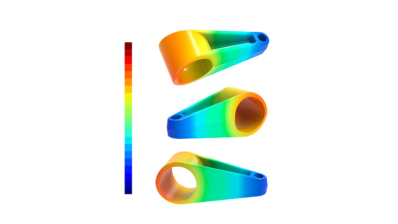 3 d渲染。有限元分析。机械部分。冯米塞斯应力图。