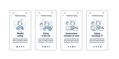 Mindful eating onboarding mobile app screens