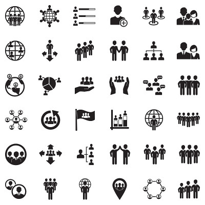 人口的图标。黑色的平面设计。矢量插图。